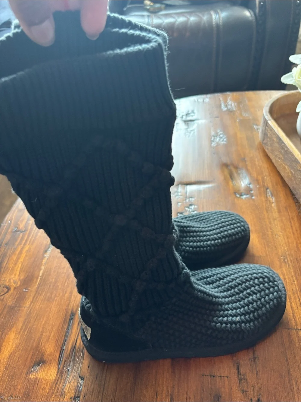 UGG Black Knit Over-the-Knee Boots